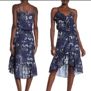 Parker Navy Floral High Low Dress